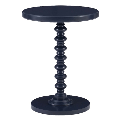 LINON  Tara Wood Spindle Side Table In In Navy Blue