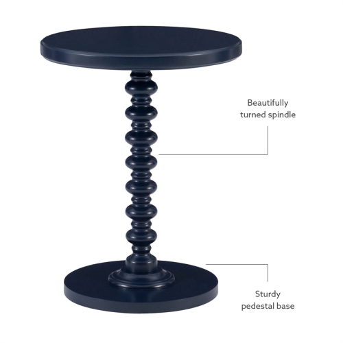 Linon Tara Wood Spindle Side Table in Navy Blue