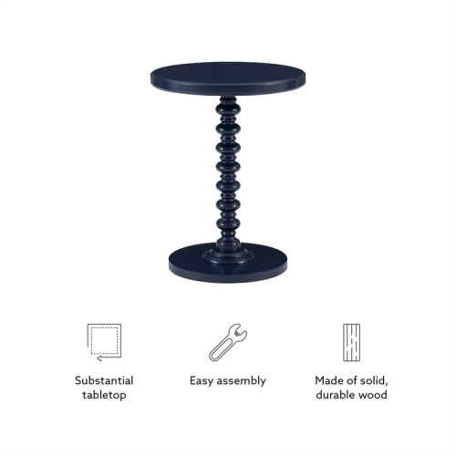 Linon Tara Wood Spindle Side Table in Navy Blue