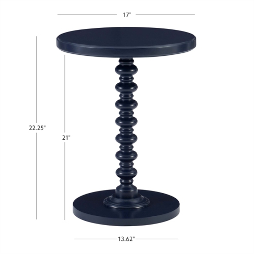 Linon Tara Wood Spindle Side Table in Navy Blue