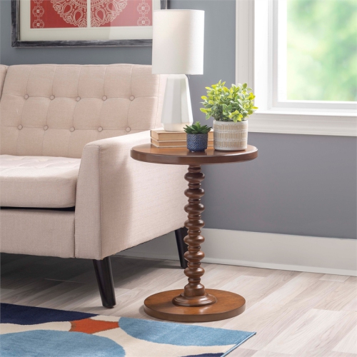 Linon Tara Wood Spindle Side Table in Hazelnut