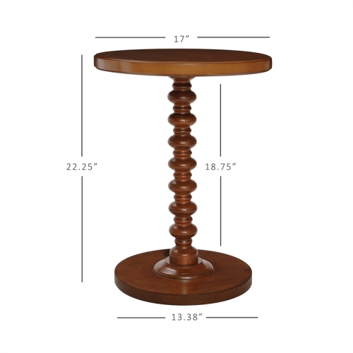 Linon Tara Wood Spindle Side Table in Hazelnut