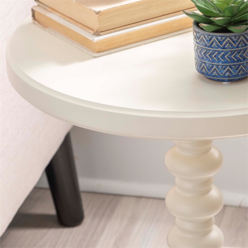 Linon Tara Wood Spindle Side Table in Off White