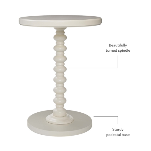 Linon Tara Wood Spindle Side Table in Off White