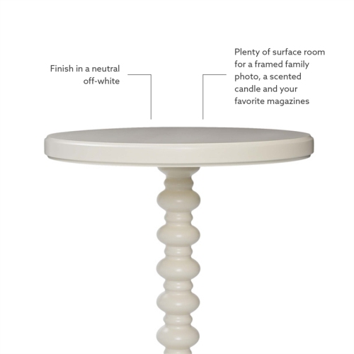Linon Tara Wood Spindle Side Table in Off White