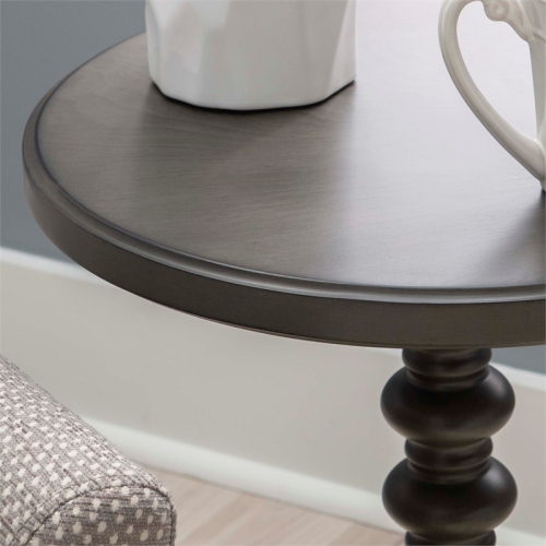 Linon Tara Wood Spindle Side Table in Dark Grey