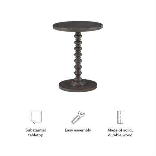 Linon Tara Wood Spindle Side Table in Dark Grey
