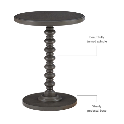Linon Tara Wood Spindle Side Table in Dark Grey