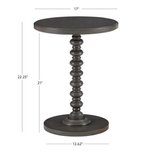 Linon Tara Wood Spindle Side Table in Dark Grey