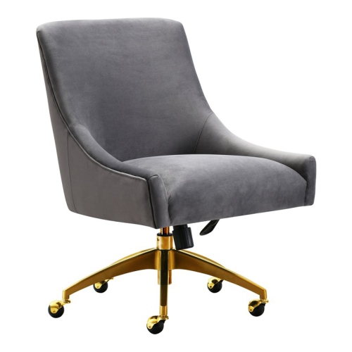 TOV FURNITURE  Beatrix 22.6" Transitional Velvet Office Swivel Chair In In Gray