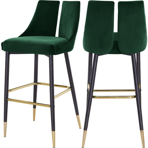 MERIDIAN FURNITURE  Sleek Velvet Stool (Set Of 2) In Green