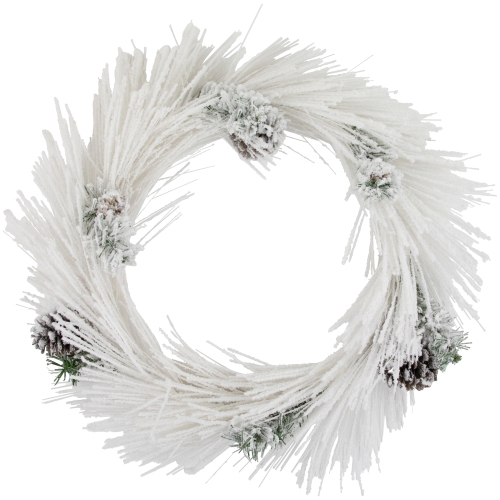 NORTHLIGHT  24" Flocked Artificial Christmas Wreath With Pine Cones In White
