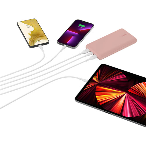 Chargeur portable à deux ports USB de 20 000 mAh de Belkin - Rose doré