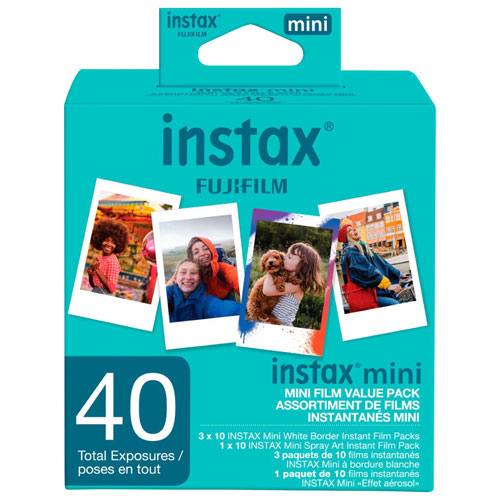 FujiFilm Instax Mini 7+ Instant Camera, Gray Bundle + (10 Film Pack) + 2x  Instax Mini Twin Pack Film (50 Sheets Total) + Rechargeable Batteries