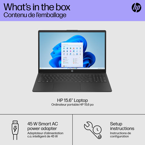 Portable de 15,6 po de HP - Noir de jais (N100 d'Intel/SSD 512 Go/RAM 8 Go/Windows 11 Home)