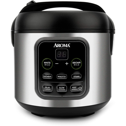 Aroma Housewares ARC-994SB Rice & Grain Cooker Slow Cook, Steam, Oatmeal, Risotto, 8-cup cooked/4-cup uncooked/2Qt, Stainless Steel