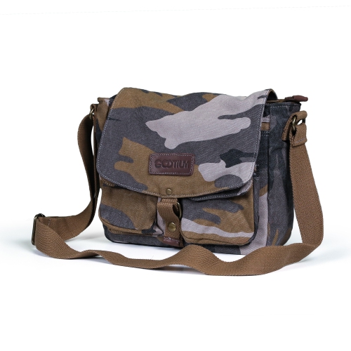 Sac messager en toile de Gotium - Sac à bandoulière rétro de style militaire, camouflage