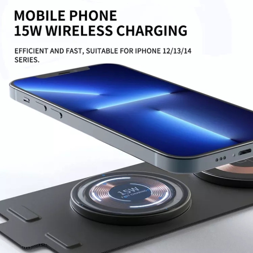 navor 3 in 1 Foldable Wireless Charger, 15W Magnetic Fast Wireless Charging Pad for iPhone 14/13/12/SE/11, Apple Watch, AirPods Pro