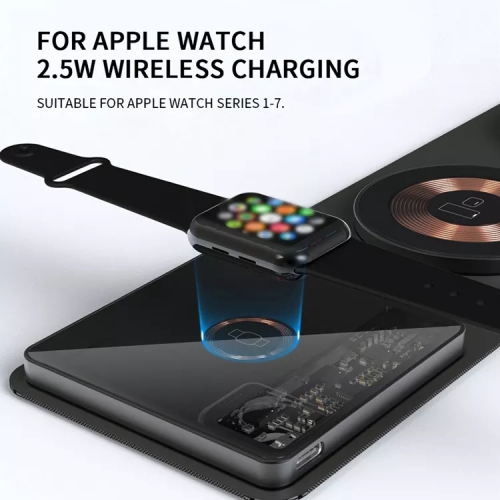 navor 3 in 1 Foldable Wireless Charger, 15W Magnetic Fast Wireless Charging Pad for iPhone 14/13/12/SE/11, Apple Watch, AirPods Pro