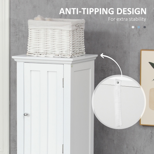 kleankin Tall Bathroom Storage Cabinet, Floor standing Bathroom Organizer, Linen Cabinet with Open Shelves, White