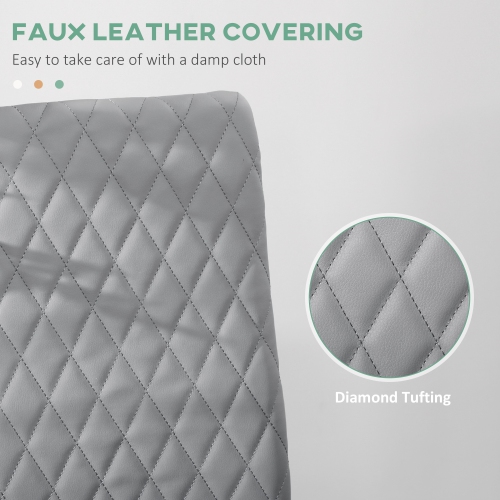 HOMCOM Dining Chairs Set of 4, Modern Kitchen Chairs with Faux Leather Upholstery and Steel Legs for Living Room, Dining Room, Bedroom, Grey