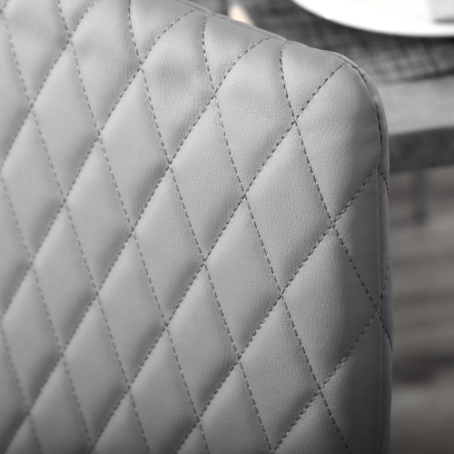 HOMCOM Dining Chairs Set of 4, Modern Kitchen Chairs with Faux Leather Upholstery and Steel Legs for Living Room, Dining Room, Bedroom, Grey