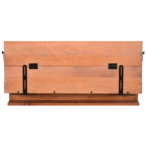 Outsunny Railing Hanging Table, Folding Balcony Table, Spruce Foldable Desk with Width 39.4 inch for Patio and Garden, Orange