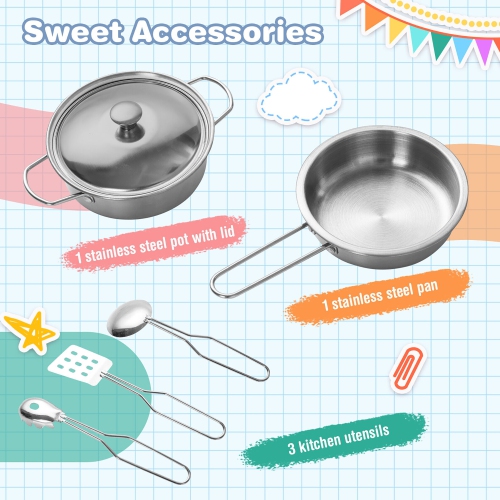 Gymax Kid's Corner Kitchen Playset Wooden Pretend Kitchen Play Toy Set w/ Sound Effect