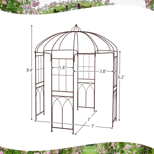 Gymax Birdcage Shape Garden Arbor Pergola Climbing Plants Stand Rack for Wedding Party