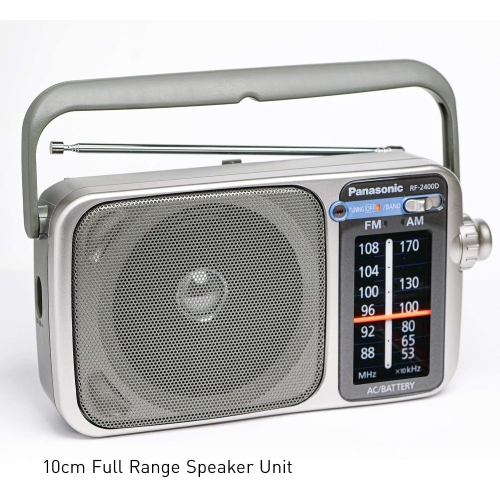 PANASONIC  Portable Am / Fm Radio + 4X Aa Batteries With Charger + Cloth Bundle In Silver