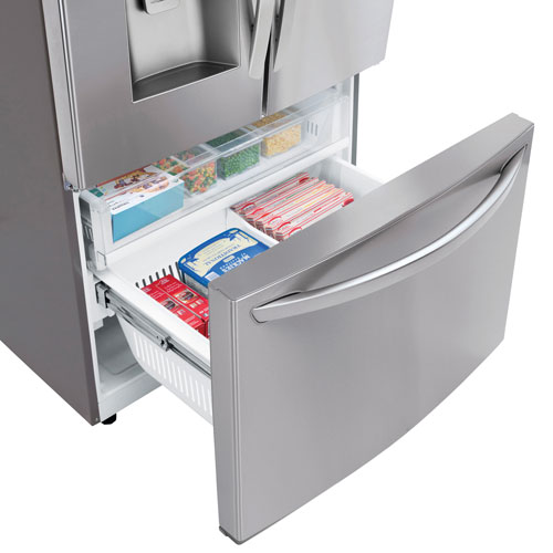 Réfrigérateur à deux portes 27,7 pi³ 36 po à distributeur eau et glaçons de LG - Inox