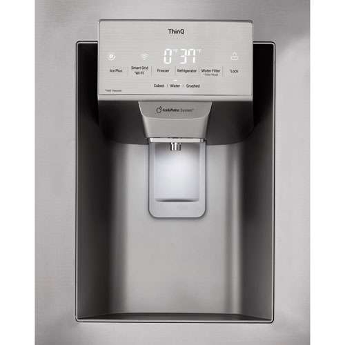Réfrigérateur à deux portes 27,7 pi³ 36 po à distributeur eau et glaçons de LG - Inox