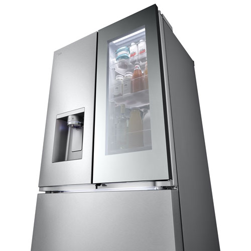 LG 36" 26 cu. ft. Smart Mirror InstaView Counter-Depth MAX French Door Refrigerator w/ Ice Dispenser - Stainless