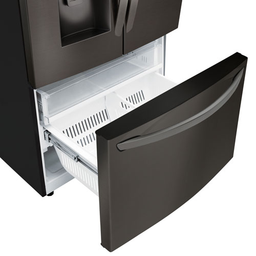 Réfrigérateur à deux portes 27,7 pi³ 36 po avec distributeur d'eau et de glaçons de LG - Inox noir