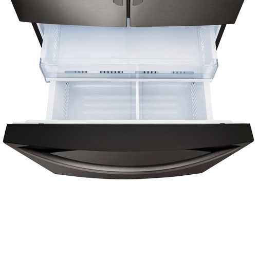 Réfrigérateur à deux portes 27,7 pi³ 36 po avec distributeur d'eau et de glaçons de LG - Inox noir