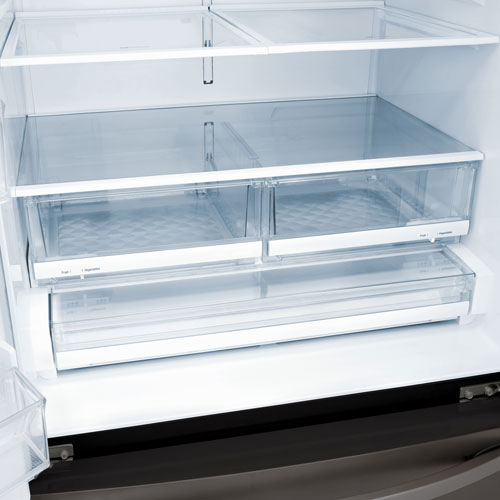 Réfrigérateur à deux portes 27,7 pi³ 36 po avec distributeur d'eau et de glaçons de LG - Inox noir