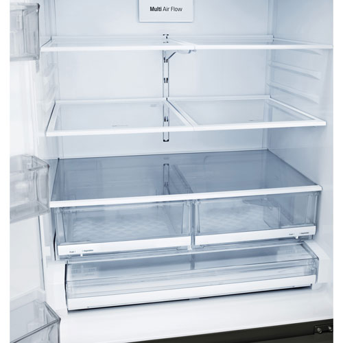 Réfrigérateur à deux portes 27,7 pi³ 36 po avec distributeur d'eau et de glaçons de LG - Inox noir