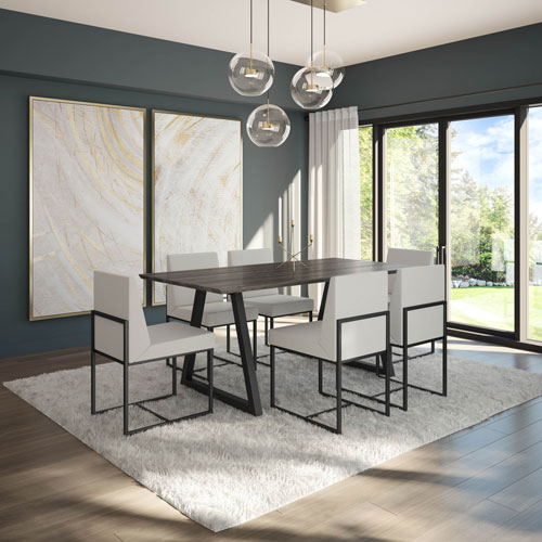 Derry Traditional Polyester Dining Chair - Grey Woven/Black