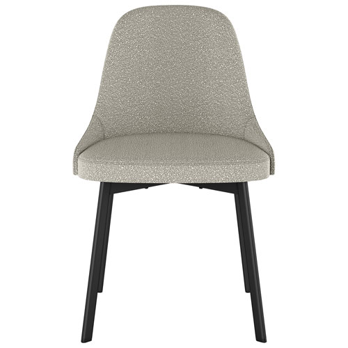 Harper Contemporary Polyester Dining Chair - Beige Grey Bouclé/Black