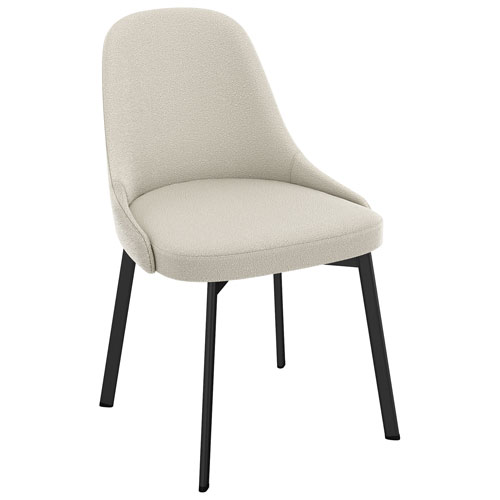 Harper Contemporary Polyester Dining Chair - Cream Bouclé/Black