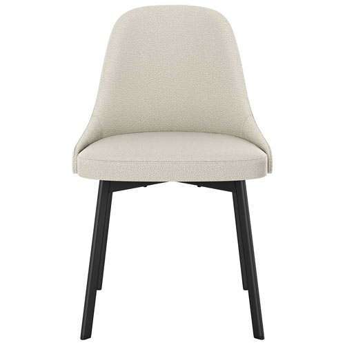 Harper Contemporary Polyester Dining Chair - Cream Bouclé/Black