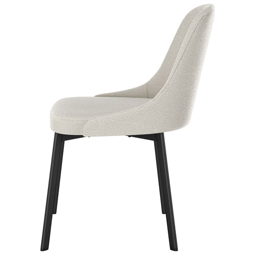 Harper Contemporary Polyester Dining Chair - Cream Bouclé/Black
