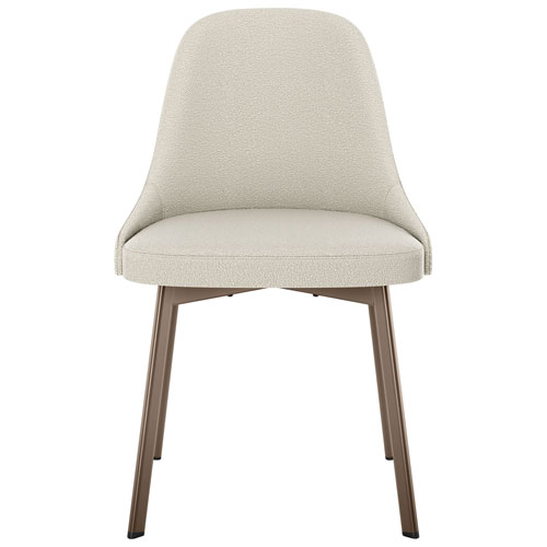 Harper Contemporary Polyester Dining Chair - Cream Bouclé/Bronze
