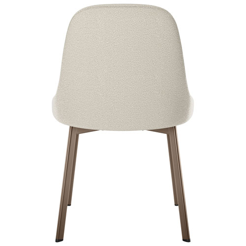 Harper Contemporary Polyester Dining Chair - Cream Bouclé/Bronze