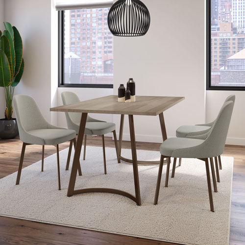 Harper Contemporary Fabric Dining Chair - Cream Bouclé/Black