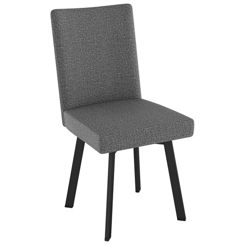 Elmira Contemporary Fabric Dining Chair - Grey Woven/Black