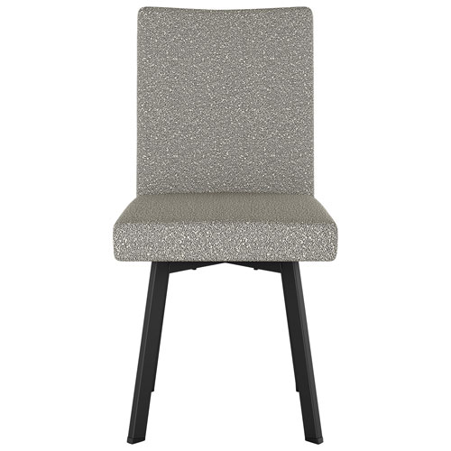 Elmira Contemporary Polyester Dining Chair - Beige Grey Bouclé/Black