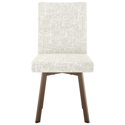 Chaise de salle à manger contemporaine en tissu Elmira - Chenille blanc crème/Bronze
