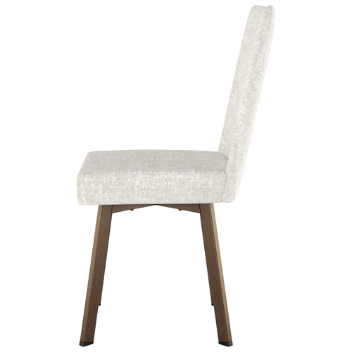Chaise de salle à manger contemporaine en tissu Elmira - Chenille blanc crème/Bronze