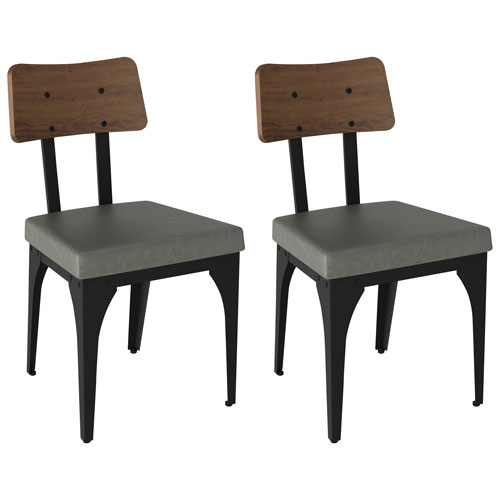 Symmetry Transitional Faux Leather Dining Chair - Set of 2 - Grey/Brown